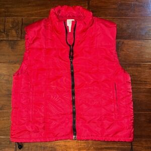 VINTAGE Y2K Gap Vest Men's Large Red Full Zip Quilted Puffer Retro Insulated